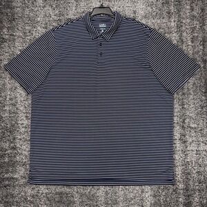 Croft & Barrow Polo Shirt Men's XXL 2Xl Navy Blue Striped Quick Dry Golf Casual